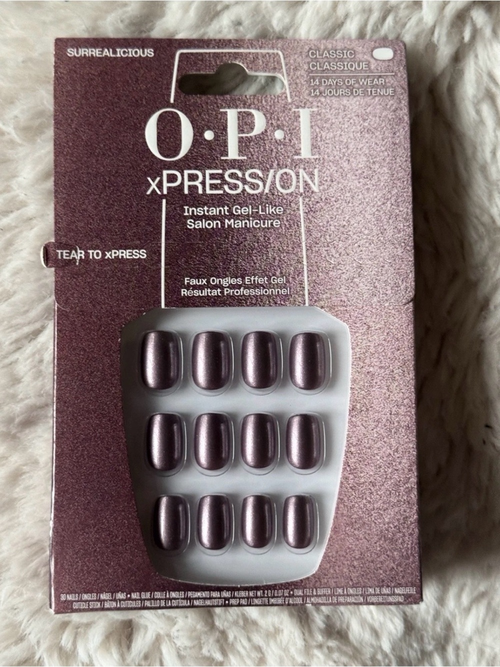 OPI Xpress/on Surrealicious Short Square Oval Press On Nails Purple Glitter